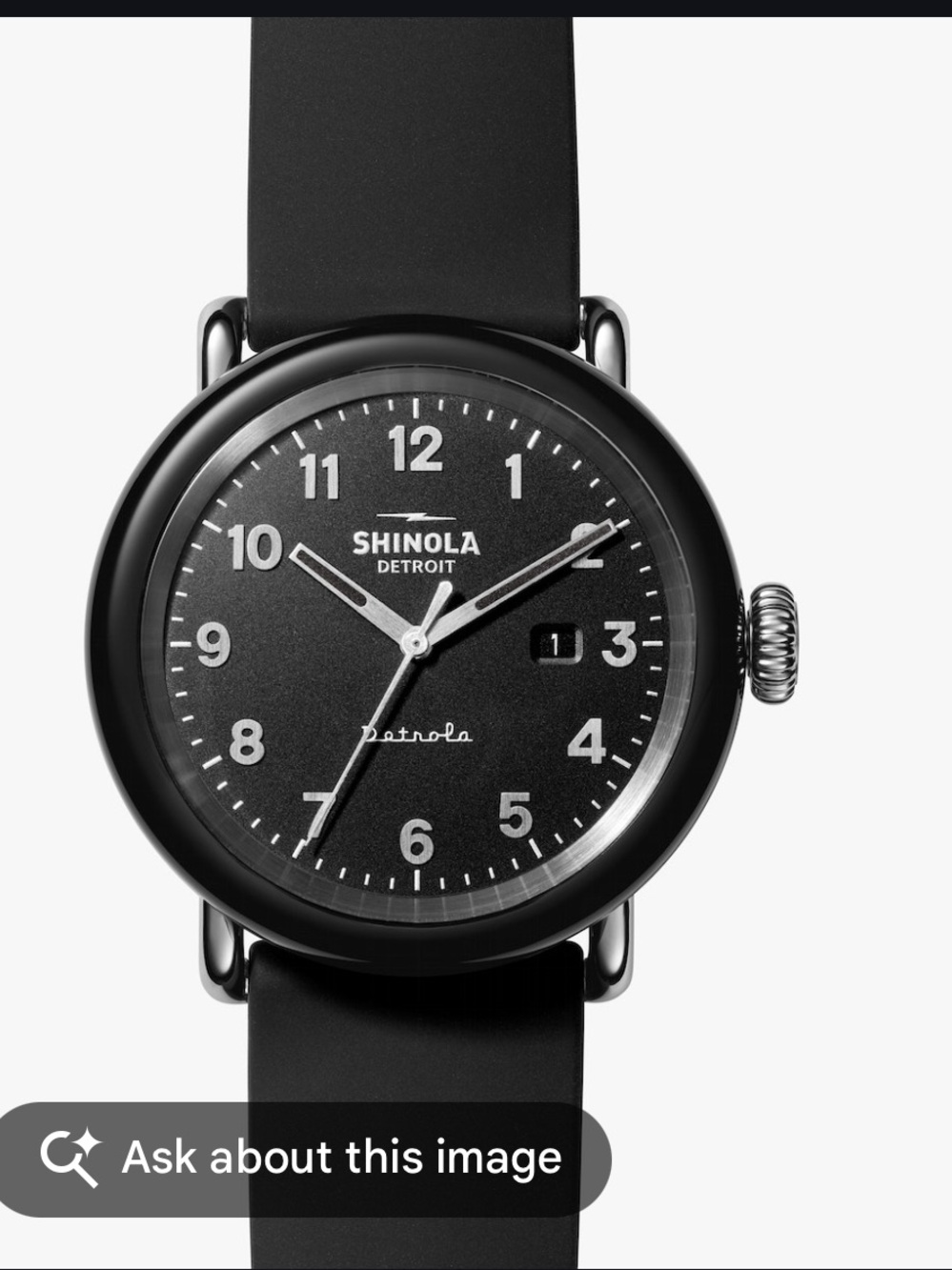 Shinola Model D Detrola Watch 43mm Black Unisex Silicone Date Calendar With Box View 3